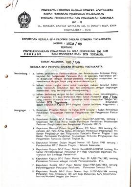 Surat Keputusan Kepala BP-7 Provinsi Daerah Istimewa Nomor : 188.43/685 tentang Penyelenggaraan P...