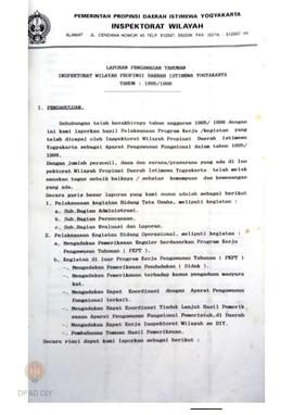 Laporan Pengawasan Tahunan  Inspektorat Wilayah propinsi DIY tahun anggaran 1995/1996