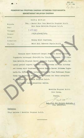 Surat Instruksi Walikotamadya Kepala Daerah Tingkat II Jogyakarta No : 06/inst/1983 tanggal 4 Jul...