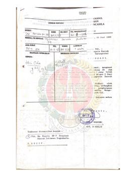 Surat dari Plh. Kepala Pemerintah Kabupaten Gunungkidul BP-7 Daerah Istimewa Yogyakarta perihal L...