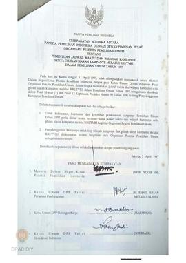 Surat dari Panitia pemilihan umum daerah tingkat II Kabupaten Kulon Progo kepada Yth: Bupati Kepa...