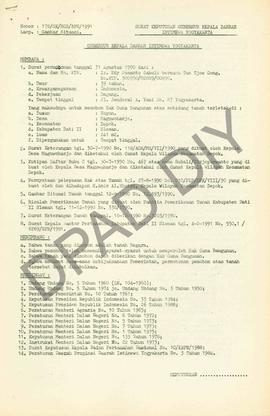 Surat Keputusan Gubernur Kepala  Daerah Istimewa Yogyakarta Nomor : 178/SK/HGB/BPN/1991 tanggal 2...