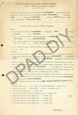 Surat Keputusan Gubernur DIY No. 48/Id2/KPTS/1986 tentang pemberian ijin kepada Pemerintah Kalura...