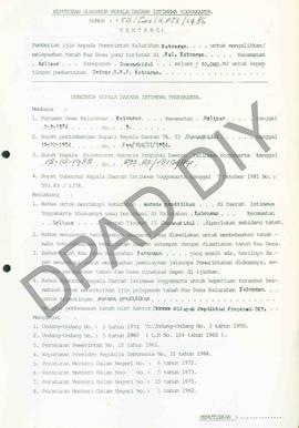 Surat Keputusan Gubernur DIY No. 150/Id2/KPTS/1986 tentang pemberian ijin kepada Pemerintah Kalur...