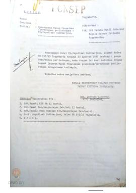 Surat Kepala Inspektorat wilayah Prop. DIY kepada Sri Paduka Wakil Gubernur Kepala Daerah DIY ten...