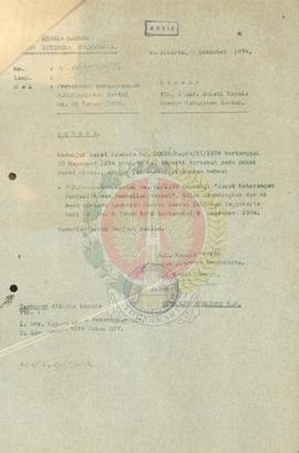 Permohonan pengundangan  Peraturan Daerah Kabupaten Bantul No 02/1974 tentang surat keterangan pe...
