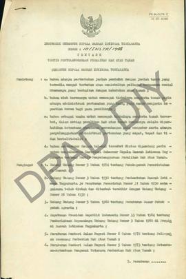 Instruksi Gubernur Kepala Daerah DIY No.  10/INSTR/1988 tanggal 8 Agustus 1988 tentang tertib pen...