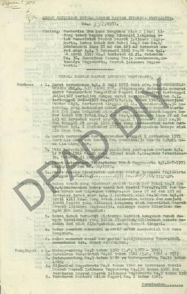 Surat keputusan Gubernur Kepala Daerah DIY, no. 342/1973 tertanggal 11 September 1973 tentang pem...