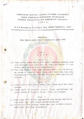 Peraturan Tata Tertib Lomba Cerdas Tangkas P-4 tahun 1995 BP-7 Pemeritah Provinsi Daerah Istimewa...