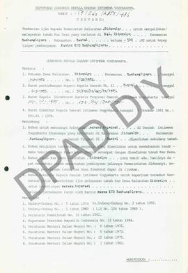 Surat Keputusan Gubernur DIY No. 159/Id2/KPTS/1986 tentang pemberian ijin kepada Pemerintah Kalur...