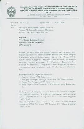 Surat dari Kepala BP-7 Daerah Istimewa Yogyakarta kepada Gubernur Kepala  Daerah Istimewa Yogyaka...