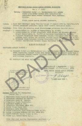 Surat Keputusan Kepala Daerah DIY No. 1/1973 tanggal 6 Pebruari 1973 tentang penunjukan pastor A....