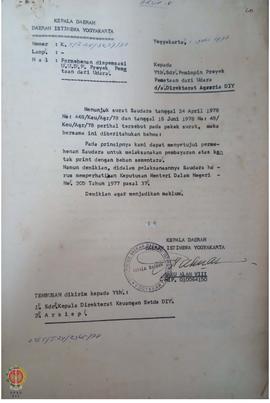 Surat dari Gubernur Kepala Daerah Istimewa Yogyakarta kepada Pimpinan Proyek Pemetaan dari Udara/...