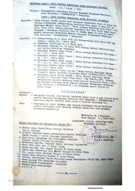 Keputusan Camat/Ketua panitia pemungutan suara Kecamatan Nanggulan No. 01/PPS/198, tentang Pengan...