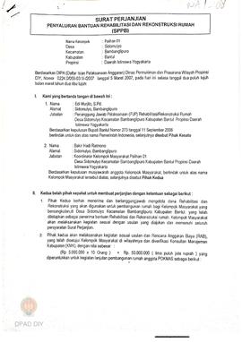 Surat Perjanjian Penyaluran Bantuan Rehabilitasi dan Rekonstruksi Rumah (SPPB), Nama Kelompok Pal...
