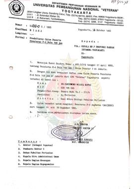 Berkas surat mengenai disampaikannya daftar nama calon peserta penatar P-4 Pola 144 jam pada Tahu...