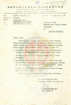Surat dari kepala biro hukum dan humas sekjen Depkes RI Kepada Gubernur DIY. No : 193/III-Birohuk...