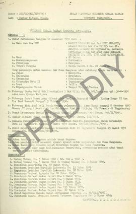 Surat Keputusan Gubernur Kepala  Daerah Istimewa Yogyakarta Nomor: 272/SK/HGB/BPN/1991 tanggal 5 ...