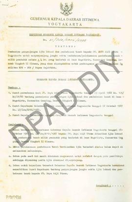 Surat Keputusan Gubernur Kepala DIY No. 31/idz/KPTS/1988 tentang pemberian perpanjangan ijin loka...