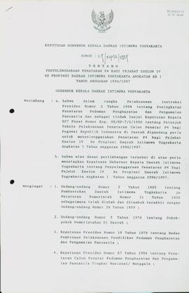 Surat Keputusan Gubernur Kepala Daerah Istimewa Yogyakarta Nomor: 117/KPTS/1997 Tentang Penyeleng...