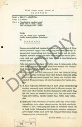 Surat dari Bupati kepala dati II Kulon progo No. 1320/3592/VII/1985 taggal 24 Juli 1985 kepada Sr...