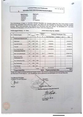 Laporan Kemajuan Pekerjaan Rehabilitasi dan Rekonstruksi Rumah,  Nama Kelompok Masyarakat Ngenep ...