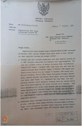 Surat Menteri Pertanian Republik Indonesia Nomor BM 420/99/Mentan/II/1984 tentang keikutsertaan H...