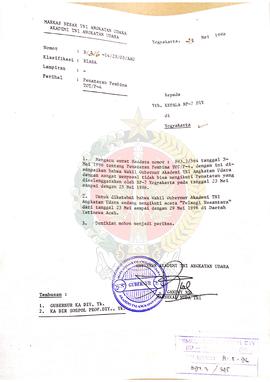 Surat dari Gubernur Akademi Tentara Nasional Indonesia (TNI) Angkatan Udara (AU) Yogyakarta kepad...