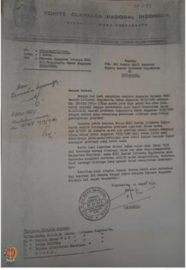 Surat nomor: 150/ KEU/ III/ 1979 tertanggal 16 Maret 1979 dari Ketua I KONI DIY kepada Wakil Gube...