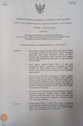 Surat Keputusan Gubernur Kepala Daerah Istimewa Yogyakarta Nomor: 11/KPTS/1999 tentang Pelaksanaa...
