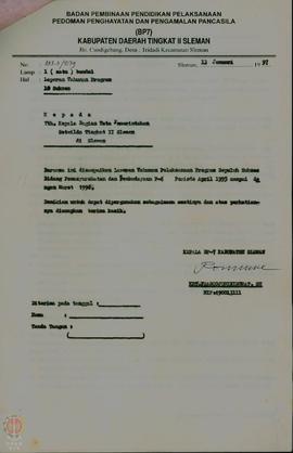 Surat dari Badan Pembinaan Pendidikan Pelaksanaan Pedoman  Penghayatan dan Pngamalan Pancasila (B...