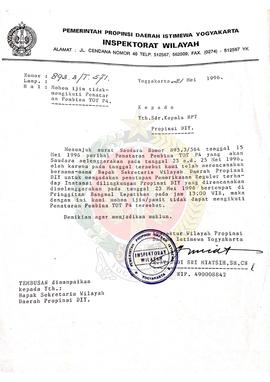 Surat dari Inspektur Wilayah Provinsi Daerah Istimewa Yogyakarta kepada Kepala BP-7 Daerah Istime...