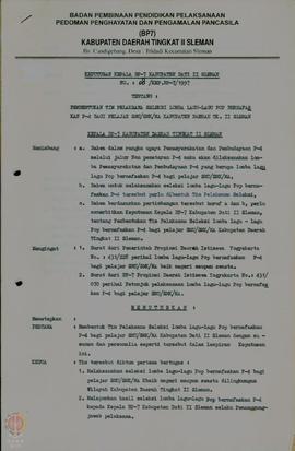 
SK No:08/Kep.BP-7/1997 Tgl 3 Maret1997, tentang Pembentukan  Tim Pelaksana Seleksi Lomba Lagu-La...