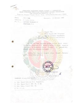 Surat dari Kepala  Kepala BP-7 Kabupaten Gunungkidul kepada Kepala BP-7 Provinsi Daerah Istimewa ...