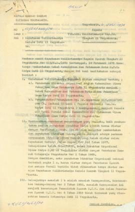 Peninjauan kembali SK Walikotamadya YK No 012/K.D/1978 tentang pembentukan seksi kebersihan dan p...