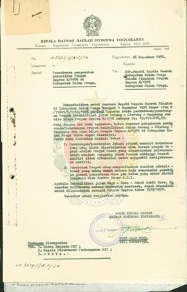 Permohonan pengesahan pengalihan proyek Inpres No 6/1976 di Kab. Kulon Progo.