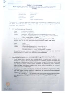 Surat Perjanjian Penyaluran Bantuan Rehabilitasi dan Rekonstruksi Rumah (SPPB), Rusak Berat Nama ...