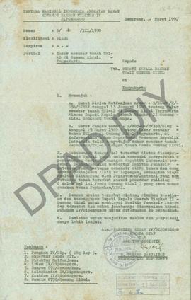 Surat dari Penglima Kodam IV/Diponegoro a.n. Kepala  Staf u.b. Asisten Logistik, B. Torang Panjai...