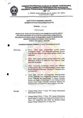 Surat Keputusan Pemimpin Proyek Pembinaan dan Pengembangan P-4 Nomor: 003/334 tentang Penetapan P...