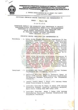 Surat Keputusan Pemimpin Proyek Pembinaan Dan Pengembangan P-4 Nomor: 893.3/992 tentang Penetapan...