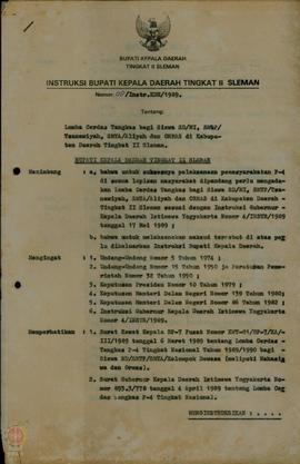 Surat Instruksi Bupati Kepala Daerah Tingkat II Sleman No. 08/Instr.  KDH/1989 Tanggal 2 Juni 198...