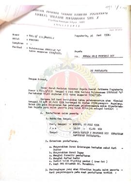 Surat dari Kepala Markas Wilayah Pertahanan Sipil X Provinsi Daerah Istimewa Yogyakarta kepada Ke...