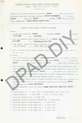 Surat Keputusan Gubernur DIY No. 106/Id2/KPTS/1986 tentang pemberian ijin kepada Pemerintah Kalur...