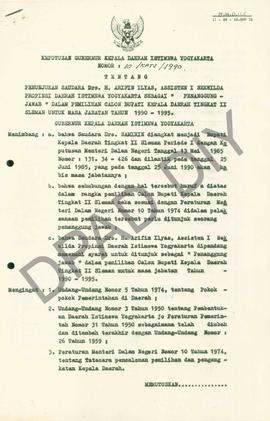 Surat Keputusan Gubernur Kepala Daerah Istimewa Yogyakarta Nomor 30/KPTS/1990 tentang Penunjukan ...