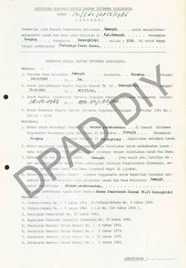 Surat Keputusan Gubernur DIY No. 131/Id2/KPTS/1986 tentang pemberian ijin kepada Pemerintah Kalur...