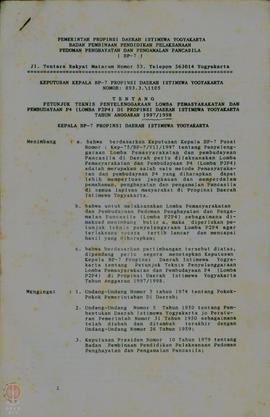 Surat Keputusan Kepala BP-7 Propinsi DIY No. 893.3/1105 Tanggal 9  Agustus 1997 tentang Petunjuk ...