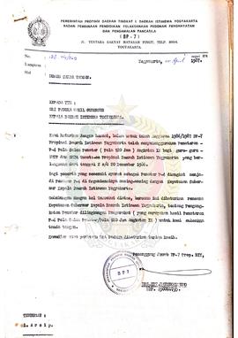Surat dari Penanggung Jawab BP-7 Daerah Istimewa Yogyakarta Drs. KRT. Nayonokusumo kepada Sri Pad...