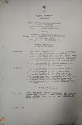 Surat Keputusan Menteri Penerangan Republik Indonesia Nomor : 161/KEP/Menpen/ 1989 tentang Pemben...