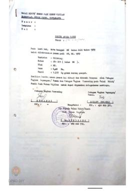 Berita Acara telah dilaksanakannya panen padi varitas MT.MK.1989 untuk varitas Ciliwung oleh Bala...