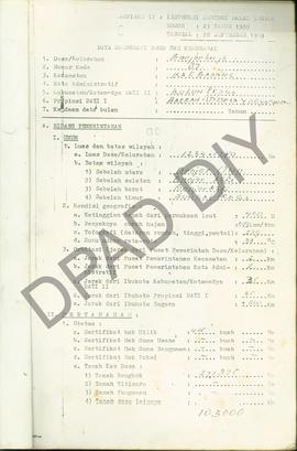 Data monografi Desa/ Kelurahan Banjarharjo Kecamatan Kalibawang Kabupaten  Kulon Progo tahun 1989